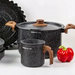 Garnek GRANITOWY garnuszek rondel rondelek na mleko budyń krem sos 1L