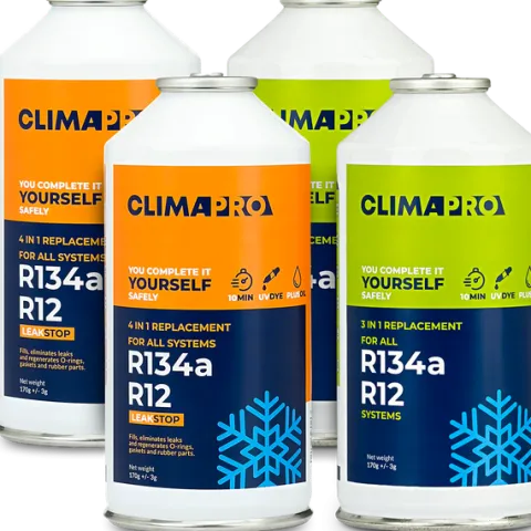 GAZ DO NABIJANIA KLIMATYZACJI AUT Z R134a CZYNNIK 4w1 USZCZELNIACZ 4 PUSZKI