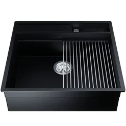 GLOBALO Zlewozmywak granitowy SILVANO 60.1 BLACK/IX