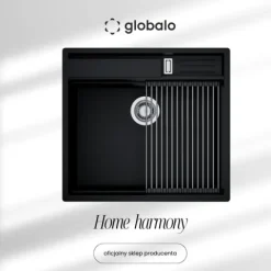 GLOBALO Zlewozmywak granitowy SILVANO 60.1 BLACK/IX