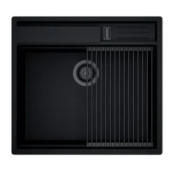 GLOBALO Zlewozmywak granitowy SILVANO 60.1 BLACK/BL Mat