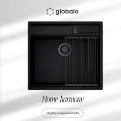 GLOBALO Zlewozmywak granitowy SILVANO 60.1 BLACK/BL Mat