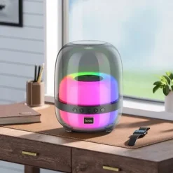 GŁOŚNIK BEZPRZEWODOWY BLUETOOTH WYSOKA JAKOŚĆ DŹWIĘKU KOLOROWY LED CZARNY