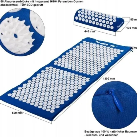 GRANATOWA MATA ZDROWOTNA DO AKUPRESURY 130x50 CM Z KOLCAMI NA BÓL PLECÓW