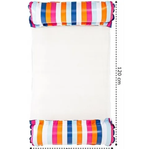 Hamak Wodny Materac do Pływania Dmuchany na Basen Leżak z Siatką w Paski