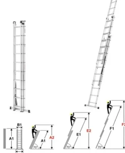HIGHER Drabina aluminiowa 3x10 Professional + GRATIS