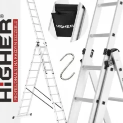 HIGHER Drabina aluminiowa 3x10 Professional + GRATIS