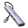 Hub USB UGREEN CM475 5w1 3x USB 3.0 RJ45 USB-C Szary
