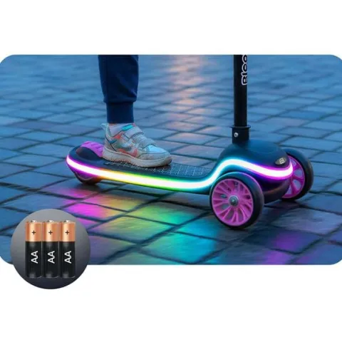 Hulajnoga trójkołowa dla dzieci balansowa LED Ricokids Leddi - czarno-różowa
