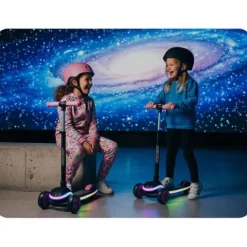 Hulajnoga trójkołowa dla dzieci balansowa LED Ricokids Leddi - czarno-różowa