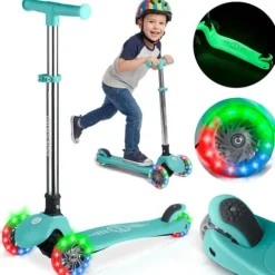 Hulajnoga trójkołowa dla dzieci balansowa świecąca w ciemności Ricokids Glow - turkusowa