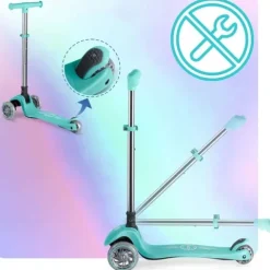Hulajnoga trójkołowa dla dzieci balansowa świecąca w ciemności Ricokids Glow - turkusowa