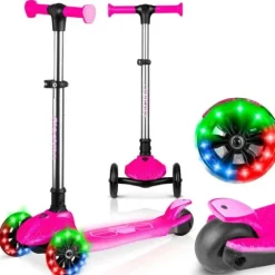 Hulajnoga trójkołowa dla dzieci balansowa świecąca w ciemności Ricokids Jelly - różowa