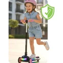 Hulajnoga trójkołowa dla dzieci balansowa LED Ricokids Glowi - czarno-różowa