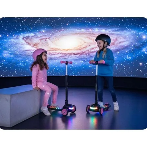 Hulajnoga trójkołowa dla dzieci balansowa LED Ricokids Glowi - czarno-różowa