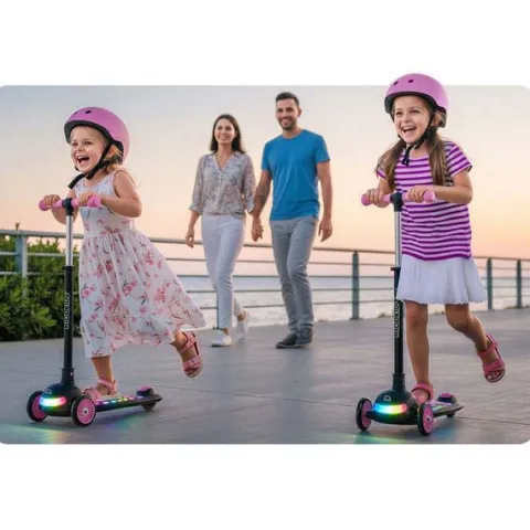 Hulajnoga trójkołowa dla dzieci balansowa LED Ricokids Glowi - czarno-różowa