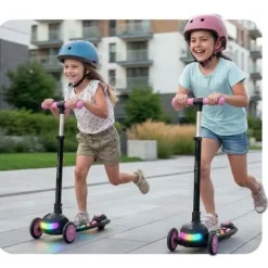 Hulajnoga trójkołowa dla dzieci balansowa LED Ricokids Glowi - czarno-różowa