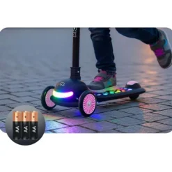 Hulajnoga trójkołowa dla dzieci balansowa LED Ricokids Glowi - czarno-różowa