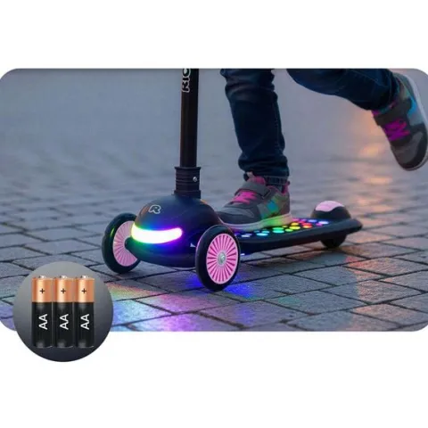 Hulajnoga trójkołowa dla dzieci balansowa LED Ricokids Glowi - czarno-różowa