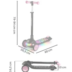 Hulajnoga trójkołowa dla dzieci balansowa LED Ricokids Glowi - czarno-różowa