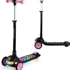 Hulajnoga trójkołowa dla dzieci balansowa LED Ricokids Glowi - czarno-różowa