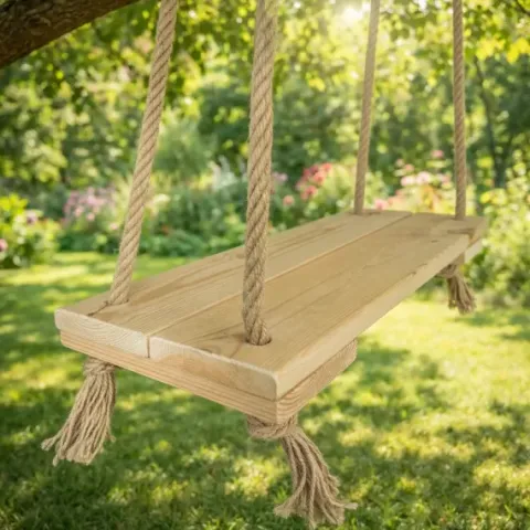 Huśtawka drewniana do ogrodu domu bujak deska loft boho mocna premium 49cm