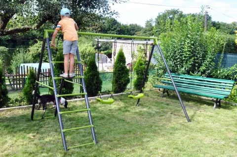 huśtawka podwójna ze siatką wspinaczkową Deluxe