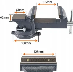 Imadło ŚLUSARSKIE 125 mm Obrotowe z Kowadłem 360
