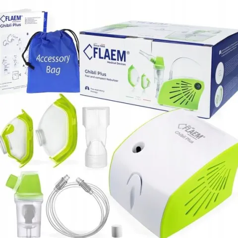 INHALATOR DZIECI NEBULIZATOR FLAEM GHIBLI PLUS RF6 2TRYBY 2MASKI SOFT TOUCH