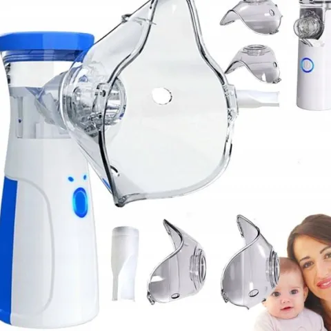 INHALATOR NEBULIZATOR 2 MASKI DLA DZIECI I DOROSŁYCH PRZENOŚNY CICHY USB