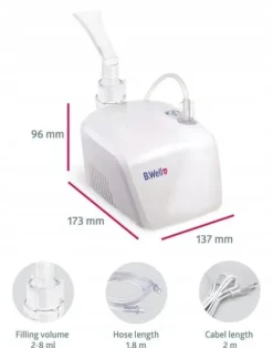 INHALATOR NEBULIZATOR TŁOKOWY KOMPRESOROWY B.WELL DLA DZIECI I DOROSŁYCH