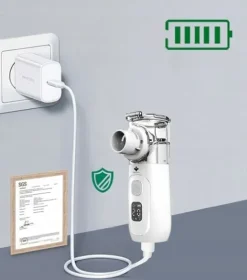 INHALATOR SIATECZKOWY PRZENOŚNY NA AKUMULATOR DLA DZIECI I DOROSŁYCH CICHY