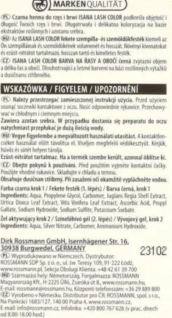 ISANA LASH COLOR HENNA DO RZĘS I BRWI CZARNA 1 SZT