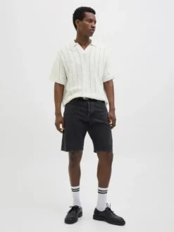 Jack&Jones koszulka męska JORPAROS KNIT ESTER SS CROCHET POLO 12272562 SEA SALT M