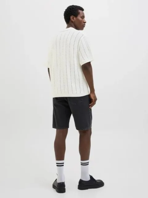 Jack&Jones koszulka męska JORPAROS KNIT ESTER SS CROCHET POLO 12272562 SEA SALT M