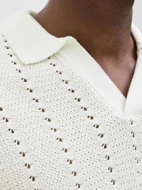 Jack&Jones koszulka męska JORPAROS KNIT ESTER SS CROCHET POLO 12272562 SEA SALT XL