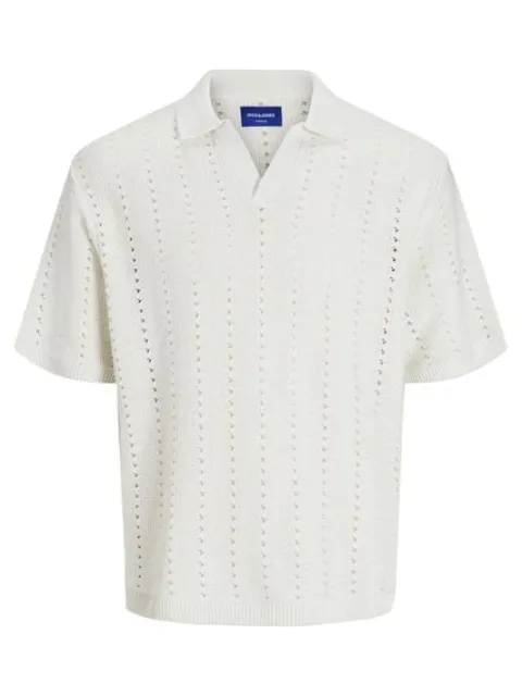 Jack&Jones koszulka męska JORPAROS KNIT ESTER SS CROCHET POLO 12272562 SEA SALT XL