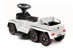 JEŹDZIK NA AKUMULATOR, PCHACZ, ODPYCHACZ MERCEDES G 63 AMG 6X6, MIĘKKIE KOŁA, DASZEK , STEROWANIE RĄCZKĄ /1838 LONG