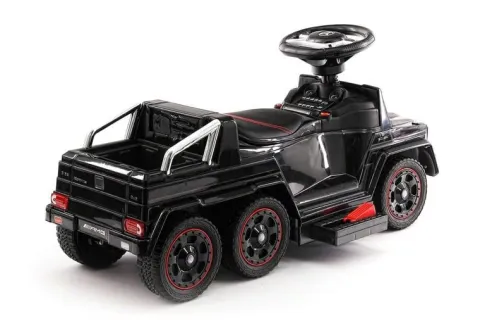 JEŹDZIK NA AKUMULATOR, PCHACZ, ODPYCHACZ MERCEDES G 63 AMG 6X6, MIĘKKIE KOŁA, DASZEK , STEROWANIE RĄCZKĄ /1838 LONG
