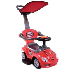 JEŹDZIK, ODPYCHACZ Z DŹWIĘKAMI MEGA CAR 6W 1 Z DASZKIEM/TC202