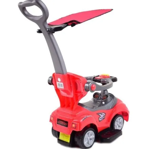 JEŹDZIK, ODPYCHACZ Z DŹWIĘKAMI MEGA CAR 6W 1 Z DASZKIEM/TC202