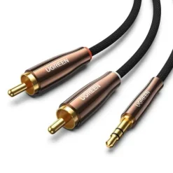 Kabel Audio UGREEN AV170 2xRCA-3.5mm 2m Pozłacane Złącza
