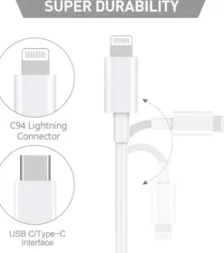 Kabel lighting - typ C biały 1m 20W