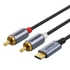 Kabel UGREEN CM451 USB-C do 2xRCA Hi-Fi DO PS5, PS4 i Switch 1.5m