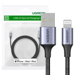 Kabel UGREEN Lightning 2.4A 1m MFi DO iPhone i iPad Czarny