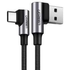 Kabel USB-C UGREEN US176 2m Kątowy 3A Szybkie Ładowanie Czarny