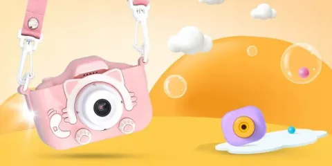 KAMERA DLA DZIECI APARAT FOTOGRAFICZNY RÓŻ KOTEK + KARTA 8GB + SMYCZ ZESTAW