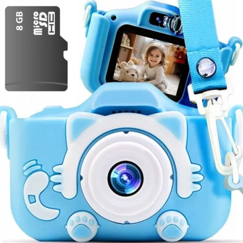 KAMERA DLA DZIECI APARAT FOTOGRAFICZNY KOTEK + KARTA 8GB + SMYCZ ZESTAW