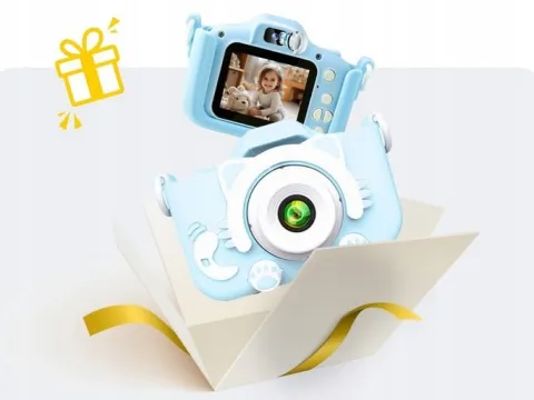 KAMERA DLA DZIECI APARAT FOTOGRAFICZNY KOTEK + KARTA 8GB + SMYCZ ZESTAW