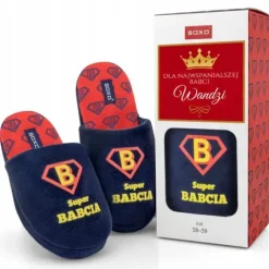 Kapcie damskie super babcia pantofle prezent dla babci